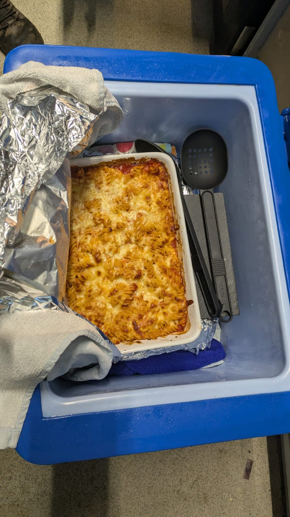 Piping hot pasta bake for rugby players